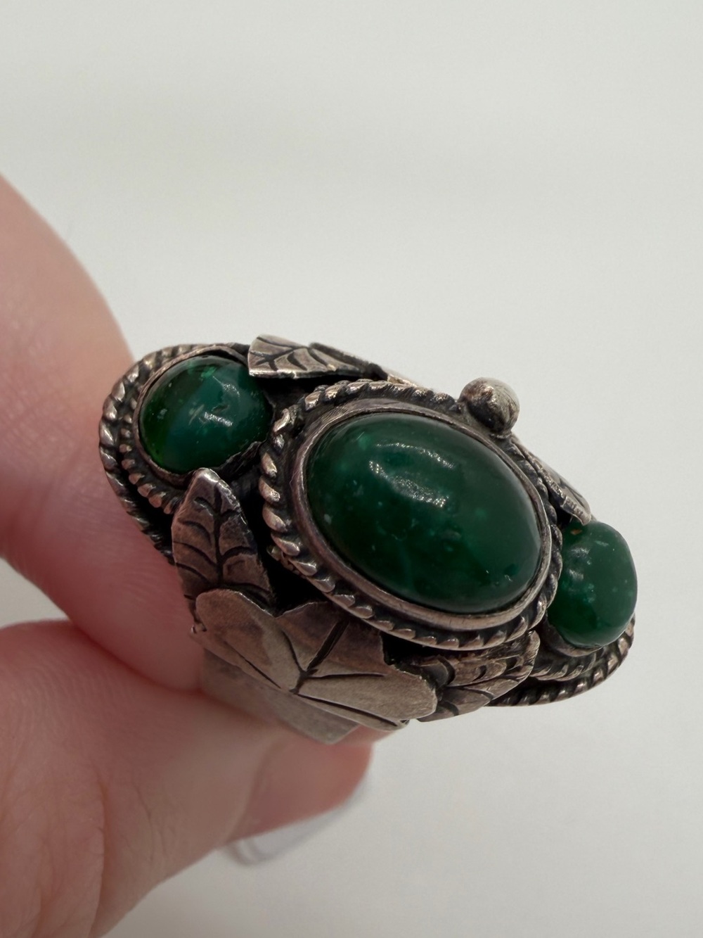 Vintage Taxco Sterling adjustable stone poison ring